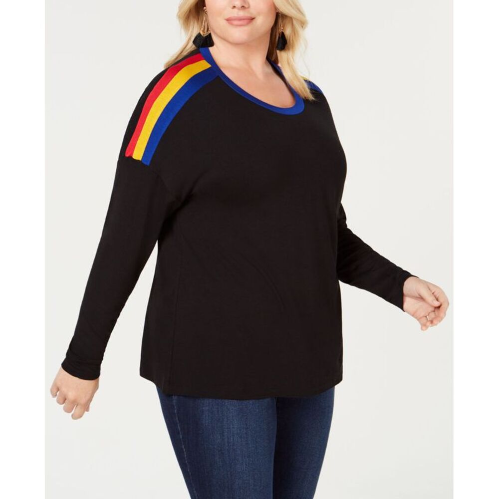 Plus Size Rainbow Trim Top